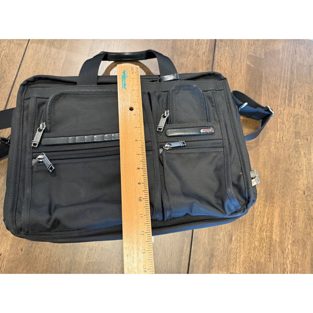 Tumi Alpha Black Ballistic Nylon Expandable Briefcase Laptop Bag Travel Office - Picture 10 of 13